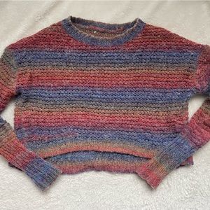Cropped mohair knit sweater
